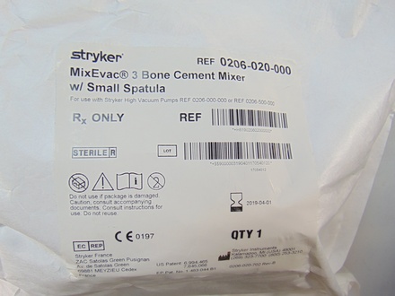 0206-020-000 Stryker MixEvac® 3 Bone Cement Mixer w/ Small Spatula